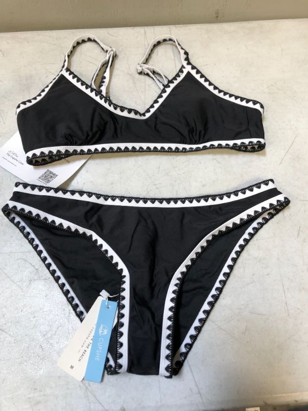 Photo 2 of Black And White Crochet Bikini SIZE MEDIUM 