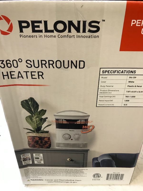 Photo 4 of ***NEW BUT OPENED FOR PHOTOS*** PELONIS PH-17P 1500W Fast Heating, Programmable Thermostat, Easy Control, Widespread Oscillation, Over Heating & Tip-over Switch Protection, 7.87 x 8.07 x 12.01 inches, white
