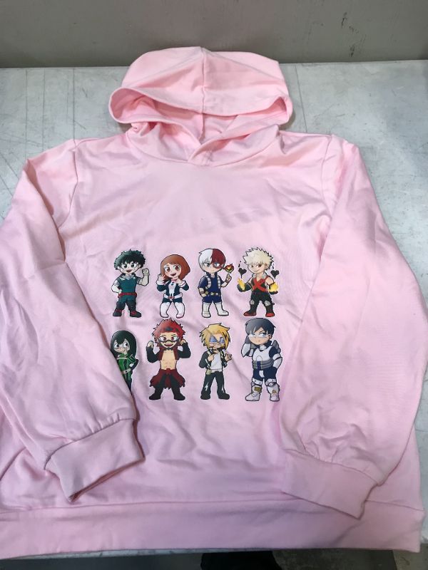 Photo 1 of GIRLS SIZE 8 PINK HOODIE WITH ANIME PRINT 