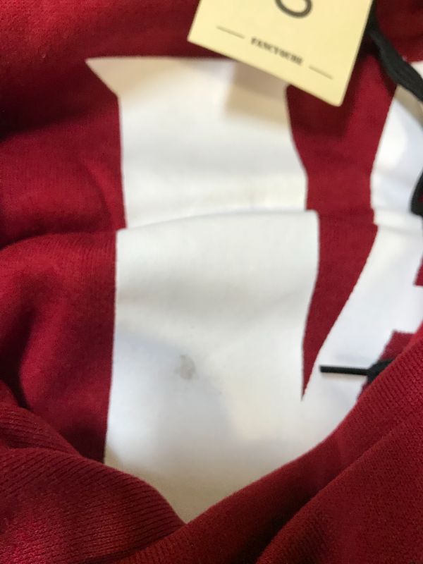 Photo 3 of JUNIORS SIZE SMALL BURGANDY HOODIE WITH ANIME PRINT --- SMALL MARK ON WHITE PRINT SHOWN IN PHOTOS 
