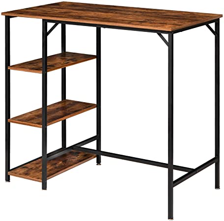 Photo 1 of YMYNY Industrial Bar Table, 43” Rectangular Pub Dining Table with Storage Shelves, High Writing Computer Desk with Sturdy Metal Frame for Kitchen, Dining Room, Living Room, Rustic Brown, HD-UHTMJ054H *** NEW BUT OPEN BOX ***
