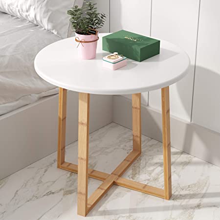 Photo 1 of BAMEOS Side Table Modern Nightstand Round Side End Accent Coffee Table for Living Room Bedroom Balcony Family and Office (19.7inx18.7in) ---
