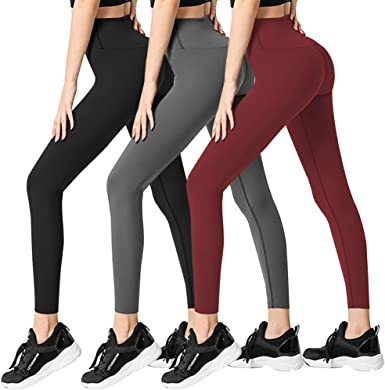 Photo 1 of FULLSOFT 3 Pack Leggings for Women- High Waisted Soft Tummy Control Workout Yoga Running Pants-Reg&Plus Size
