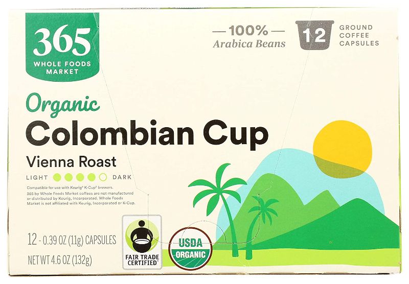 Photo 1 of 365 by Whole Foods Market, Coffee Colombian Cup Vienna Roast Pods Organic 12 Count, 4.6 Ounce