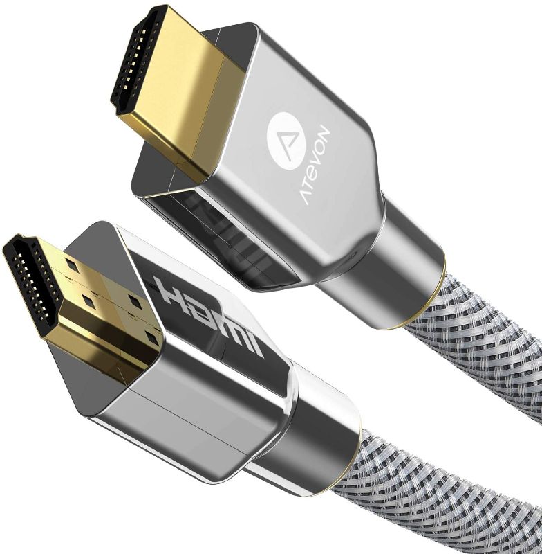 Photo 1 of 4K HDMI Cable 6 Foot – Atevon High Speed 18Gbps HDMI 2.0 Cable – 4K HDR, 3D, 2160P, 1080P, Ethernet – 28AWG Braided HDMI Cord – Audio Return(ARC) Compatible with UHD TV, Blu-ray, PS4/3, PC, Fire TV