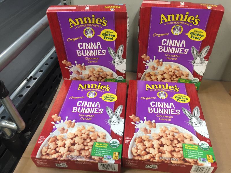 Photo 1 of 4 pack Annie's Gluten Free, Organic Cinnabunnies Cinnamon Cereal, 10 oz exp 03-2022
