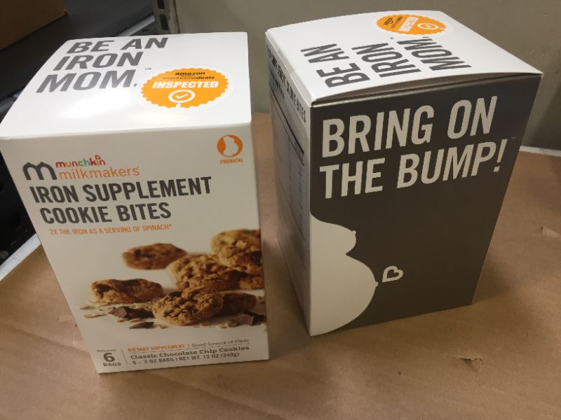 Photo 1 of 2 pack Munchkin Milkmakers Prenatal Iron Supplement Cookie Bites, Chocolate Chip  exp 04-2022
