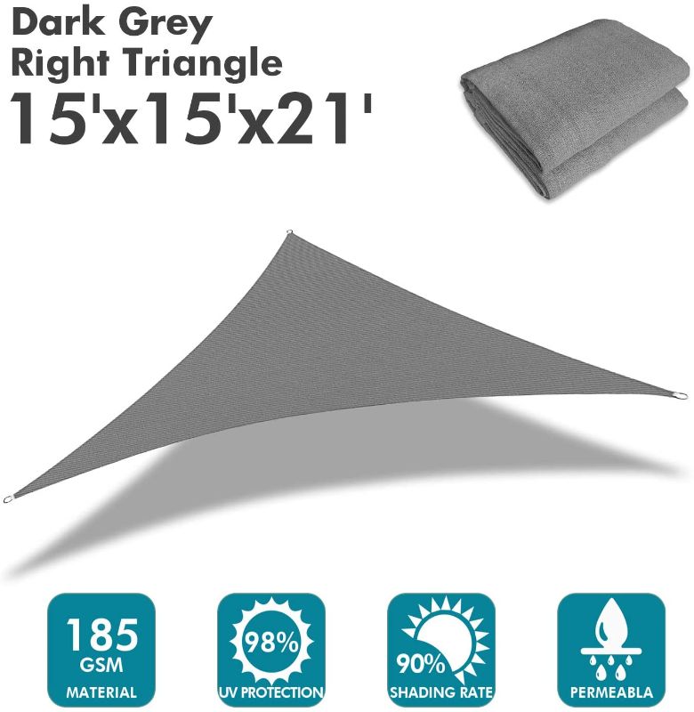 Photo 1 of  Triangle 15'x15'x21' Dark Grey Canopy Cover for Patio --MISSING HARDWARE 