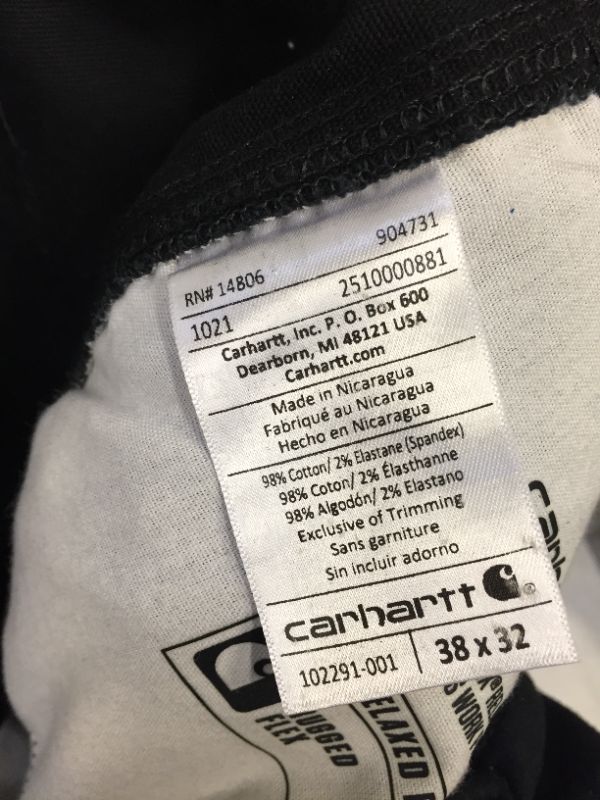 Photo 4 of Carhartt Men's Rugged Flex Rigby Dungaree Pants Black -- SIZE 38X32 (LINT ON ITEM INDICATES PRIOR USE)