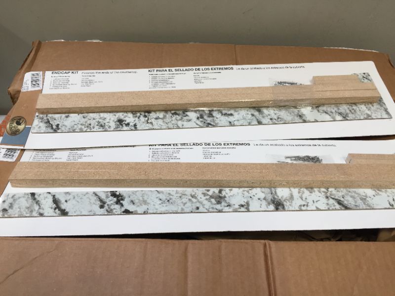 Photo 3 of 4-5/8 in. x 25-3/4 in. Laminate Endcap Kit in White Ice Granite with Eased Edge --- 2 SETS 