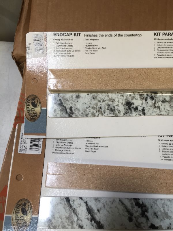 Photo 2 of 4-5/8 in. x 25-3/4 in. Laminate Endcap Kit in White Ice Granite with Eased Edge --- 2 SETS 