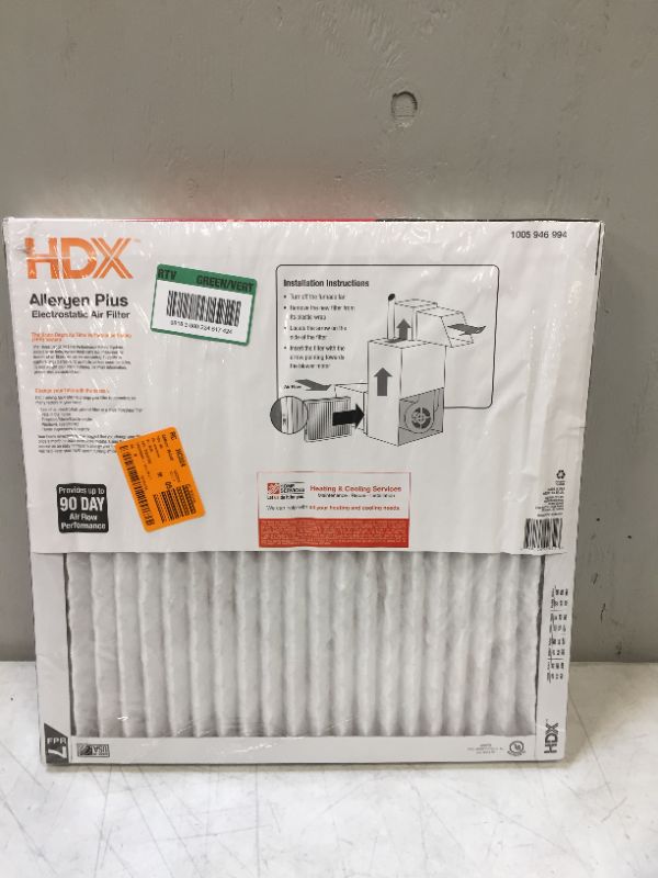 Photo 2 of 18 x 18 x 1 Allergen Plus Pleated Air Filter FPR 7 (2-Pack)
