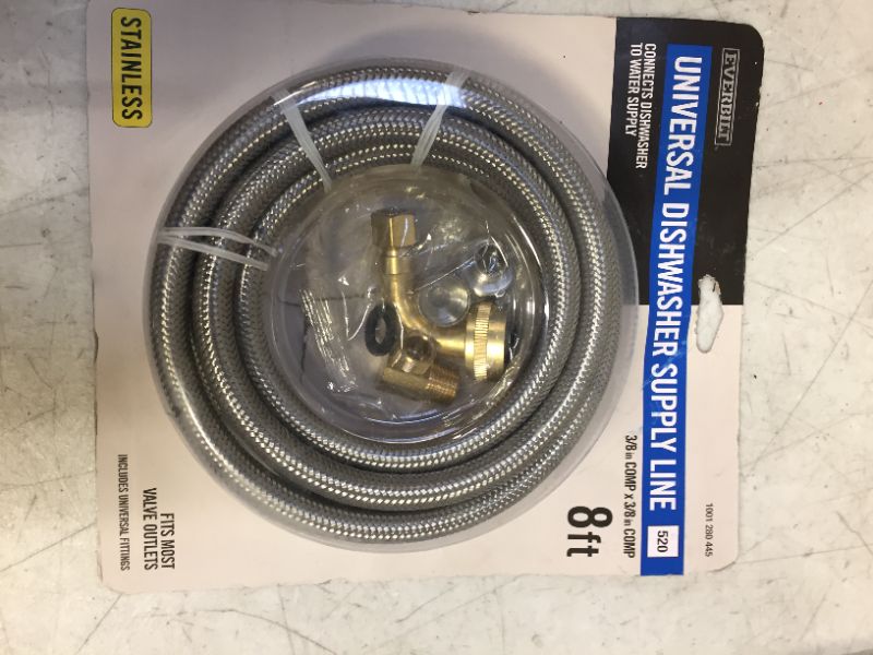 Photo 1 of Everbilt 3/8 in. x 3/8 in. x 96 in. Stainless Steel Universal Dishwasher Supply Line