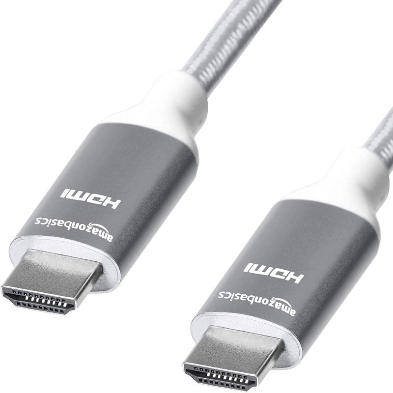 Photo 1 of 3 pack Amazon Basics 10.2 Gbps High-Speed 4K HDMI Cable with Braided Cord, 6-Foot, Light Gray
