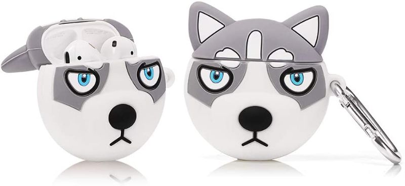 Photo 1 of 2 pack LEWOTE Airpods Silicone Case Cover Compatible for Apple Airpods 1&2[Cute Pet Design][Best Gift for Girls or Boys Man Woman] (Husky Dog)
