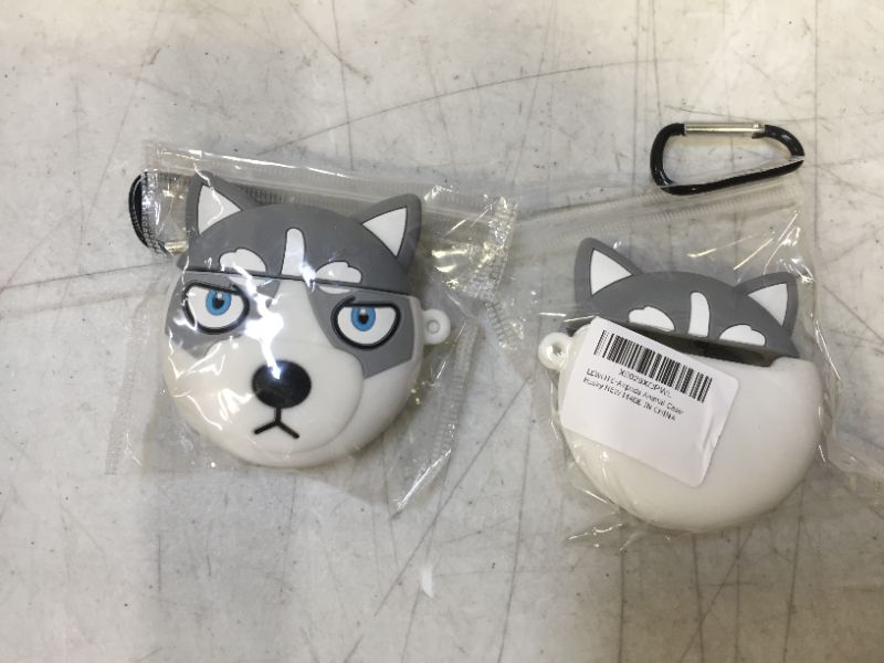 Photo 2 of 2 pack LEWOTE Airpods Silicone Case Cover Compatible for Apple Airpods 1&2[Cute Pet Design][Best Gift for Girls or Boys Man Woman] (Husky Dog)
