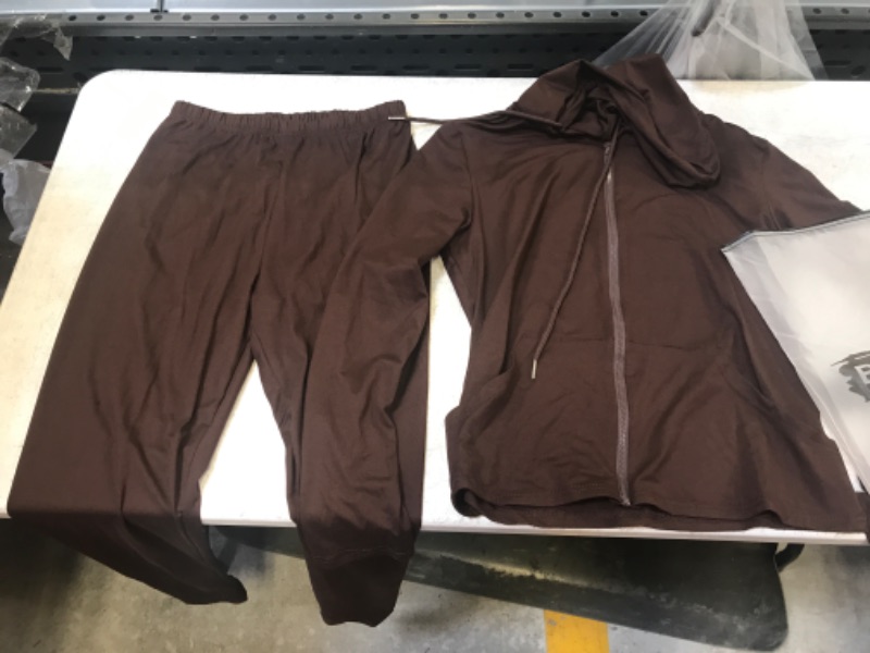 Photo 1 of Women's 2 Piece Workout Gym Hoodie and Pants Brown
Size: M