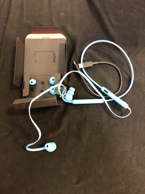 Photo 2 of Beats Flex Wireless Earbuds – Apple W1 Headphone Chip, Magnetic Earphones, Class 1 Bluetooth, 12 Hours of Listening Time, Built-in Microphone - Blue
