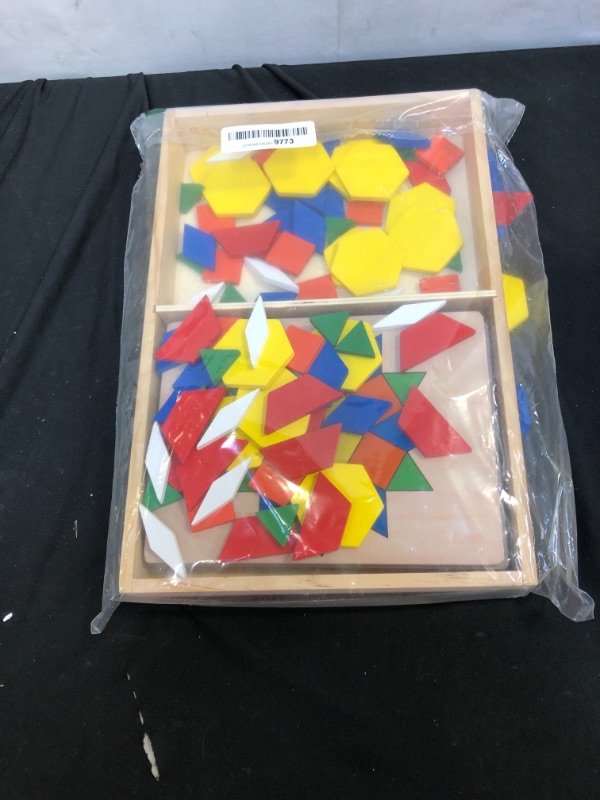 Photo 1 of Melissa & Doug Pattern Blocks and Boards - Classic Toy With 120 Solid Wood Shapes and 5 Double-Sided Panels, Multi-colored
