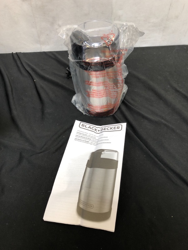 Photo 2 of BLACK+DECKER Coffee Grinder One Touch Push-Button Control, 2/3 Cup Bean Capacity, Stainless Steel
