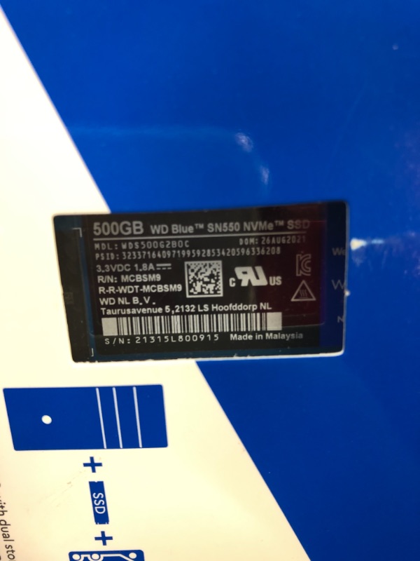 Photo 5 of WD Bulk WDS500G2B0C Blue SN550 500 GB Solid State Drive - M.2 2280 Internal - PCI Express 3.0 x4
