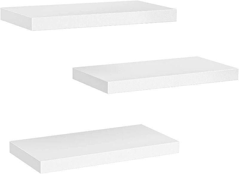 Photo 1 of AMADA HOMEFURNISHING Floating Shelves, Wall Shelves for Bathroom/Living Room/Bedroom/Kitchen Decor, White Shelves with Invisible Metal Brackets 3 Sets - AMFS08
