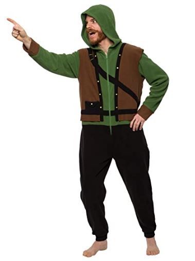 Photo 1 of FUNZIEZ! Robin Hood Unisex Adult Costume Pajamas - One Piece Novelty Cosplay Zip-Up Jumpsuit PACK OF 4 SIZE LARGE
