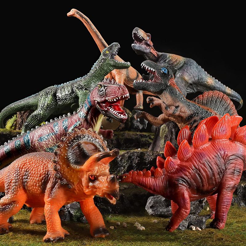 Photo 1 of TEMI 7 Piece Dinosaur Toys for Kids and Toddlers, Dinosaur Playset Including T-Rex Triceratops, Large Soft Dinosaur Toys Set for Dinosaur Lovers - Dinosaur Party Favors, Birthday Gifts
