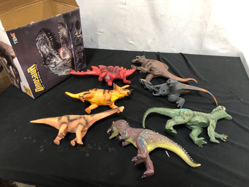 Photo 2 of TEMI 7 Piece Dinosaur Toys for Kids and Toddlers, Dinosaur Playset Including T-Rex Triceratops, Large Soft Dinosaur Toys Set for Dinosaur Lovers - Dinosaur Party Favors, Birthday Gifts
