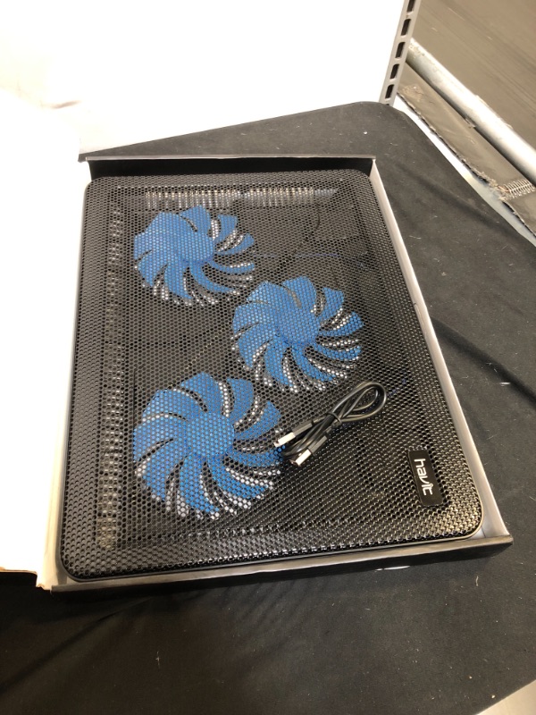 Photo 2 of havit HV-F2056 15.6"-17" Laptop Cooler Cooling Pad - Slim Portable USB Powered (3 Fans), Black/Blue
