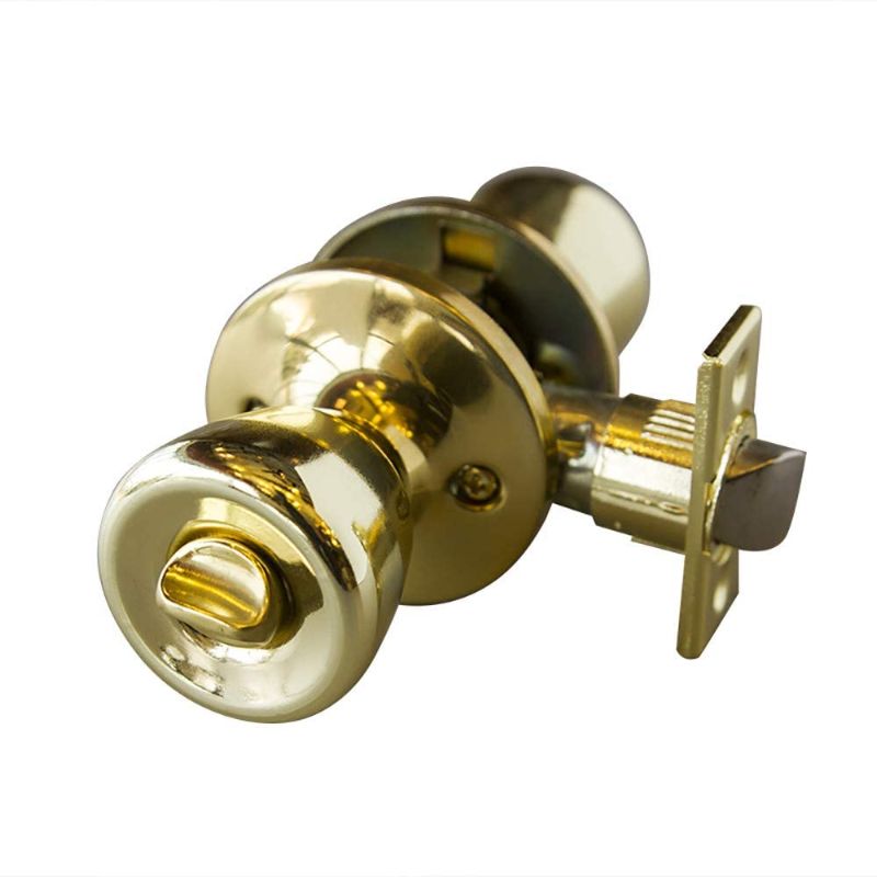 Photo 1 of Design House 728311 Terrace 6-Way Universal Privacy Door Knob, Polished Brass, 1
