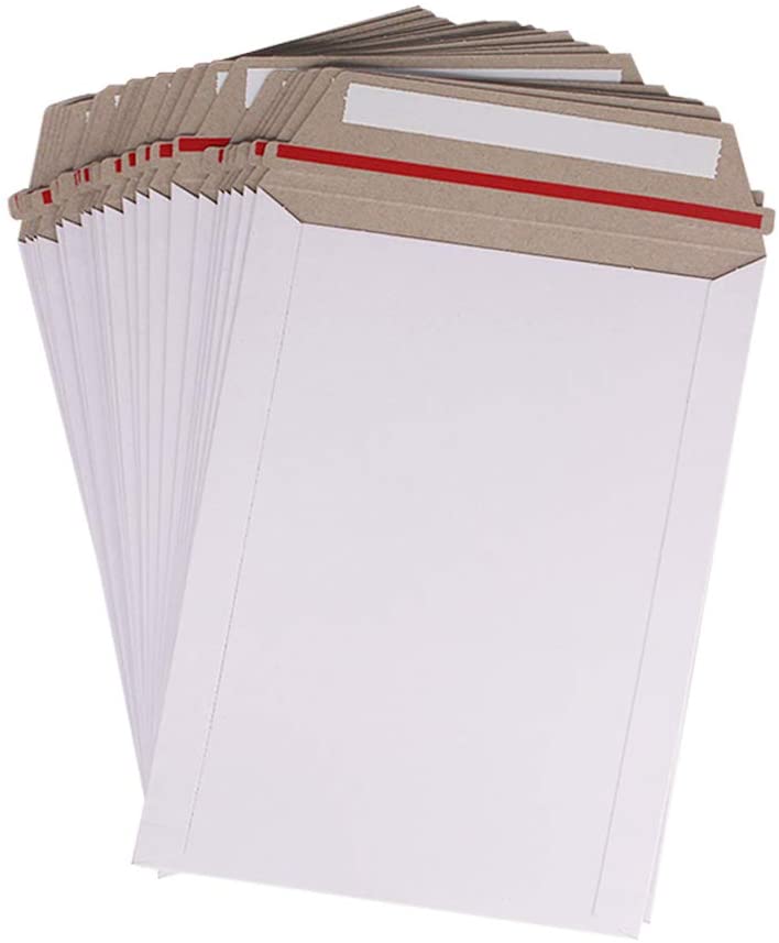 Photo 1 of 100 Pack 6X8 inch Self Seal Photo Document Mailers Stay Flat White Cardboard Envelopes White Photography Mailersfor CD, Photos, Document byZMYBCPACK
