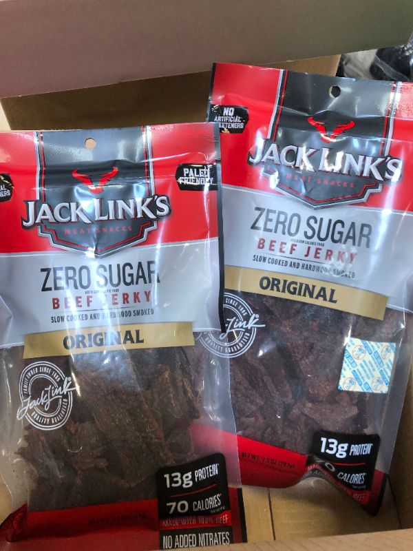 Photo 2 of Jack Link’s Beef Jerky, Zero Sugar, Paleo Friendly Snack with No Artificial Sweeteners, 13g of Protein and 70 Calories Per Serving, No Sugar Everyday Snack (Packaging May Vary), 7.3 Ounce (Pack of 2) FRESHEST BY 2/14/2021
