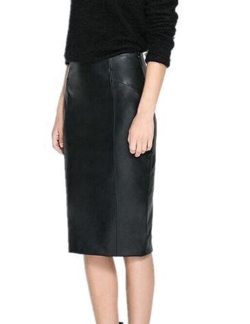 Photo 1 of LJYH Women's Desinger Faux Leather High Waisted Work Pencil Midi Skirts Black SIZE XX-LARGE
