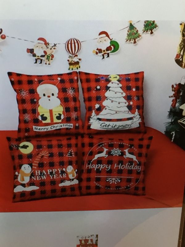 Photo 1 of  CHRISTMAS THROW PILLOW COVERS DECORATIVE PILLOW COVER 4 SET 18 X 18 INCHES
