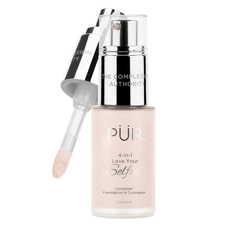 Photo 1 of PÜR 4-in-1 Love Your Selfie Longwear Foundation & Concealer - Full Coverage Foundation & Concealer Makeup For Dark Spots, Blemishes and Imperfections - Long-Lasting Liquid Makeup & Skincare (DN3)