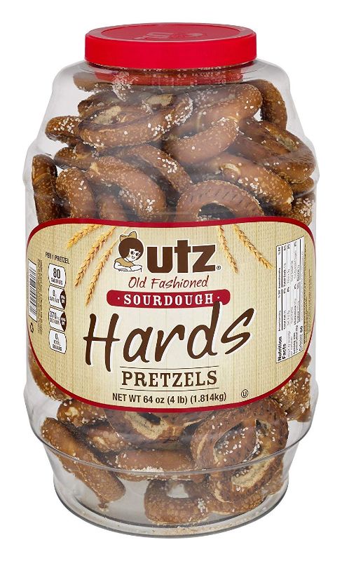 Photo 1 of 
 (Pack of 2)  EXP- 11/1/2021 - UTZ Old Fashioned Broken Sourdough Hards Pretzels – 64 oz Barrel – Big and Thick Classic Pretzel Knot Twist, Crunchy Sourdough Pretzel with Zero Cholesterol

