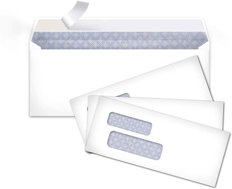 Photo 1 of Amazon Basics #9 Envelopes with Peel & Seal, Double Window, Security Tinted, 500-Pack
