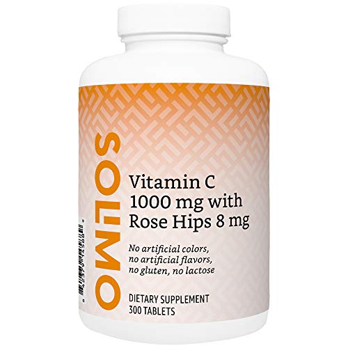 Photo 1 of Amazon Brand - Solimo Vitamin C 1000 Mg with Rose Hips 8 Mg, 300 Tablets, Ten Month Supply EXPIRES 6/2022
