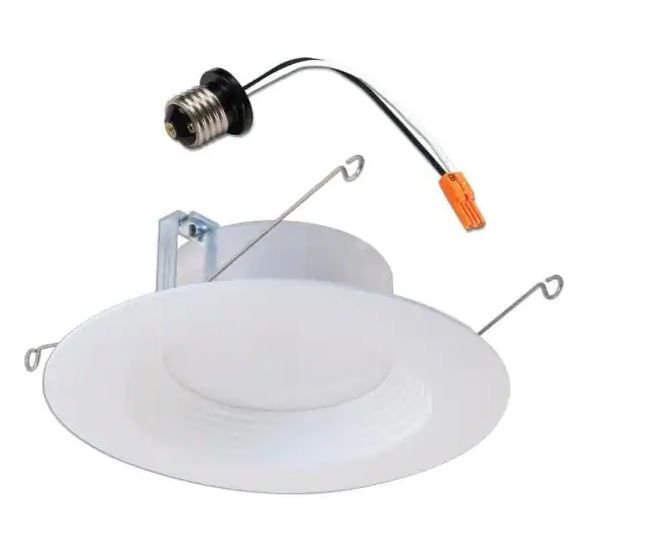 Photo 1 of 5 in. and 6 in. 5000K Integrated LED White Recessed Ceiling Light Retrofit Trim at Daylight 90 CRI Title 20 Compliant
