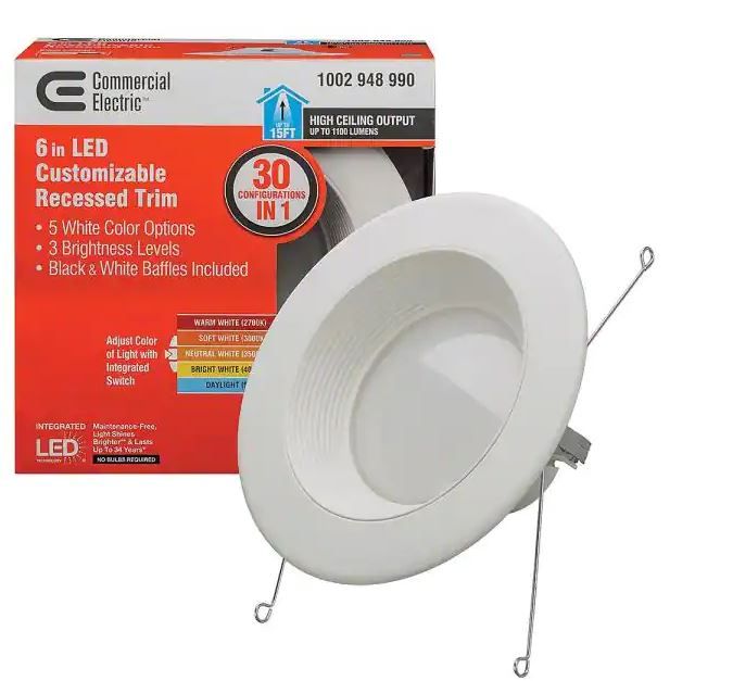 Photo 1 of 6 in. Selectable Integrated LED Recessed Trim Downlight 30 Configurations in 1 Fixture High Ceiling Output T20 Compliant
