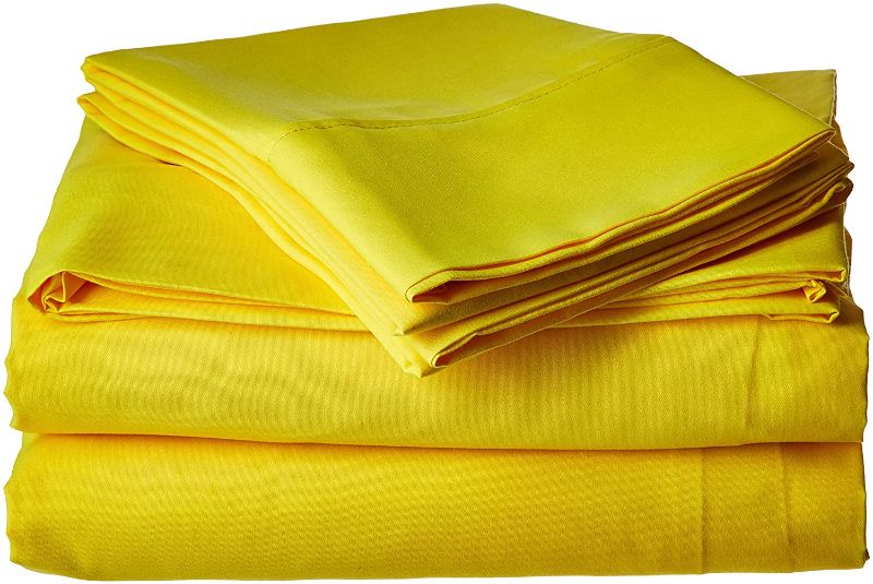 Photo 1 of Amrapur Overseas | 4 Piece Solid Sheet Set (Yellow, Queen)
