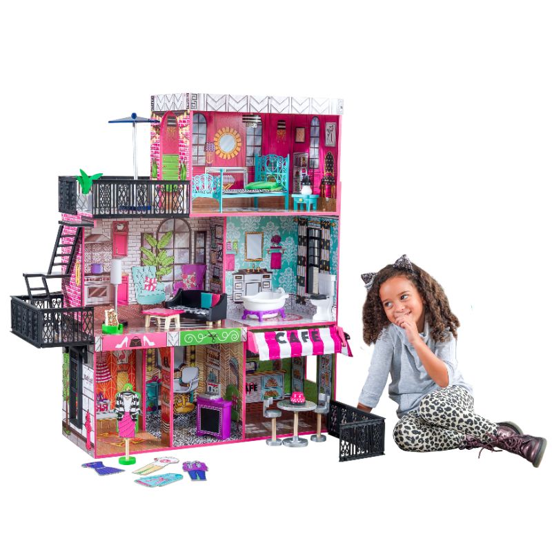 Photo 1 of KidKraft KidKraft Brooklyn's Loft Wooden Dollhouse with 25-Piece Accessory Set, Lights and Sounds