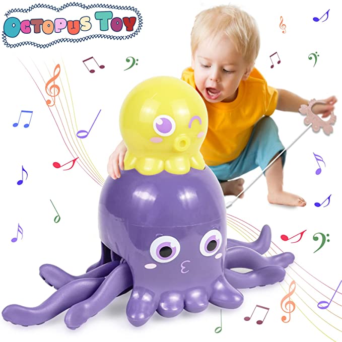 Photo 1 of COLOROUND Octopus Push & Pull Baby Musical Crawling Toys Walking Learning Drag Toys for Babies 6-12 12-18 Months Toddlers 1-3 Year Old Music Light Up Developmental Toy Gift for 1 2 3 Year Old Boy Girl