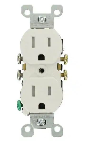 Photo 1 of 15 Amp Tamper-Resistant Duplex Outlet, White (10-Pack)
