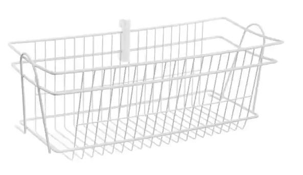 Photo 1 of 18.90 in. H x 8.86 in. W White Steel 1-Drawer Wide Mesh Wire Basket
