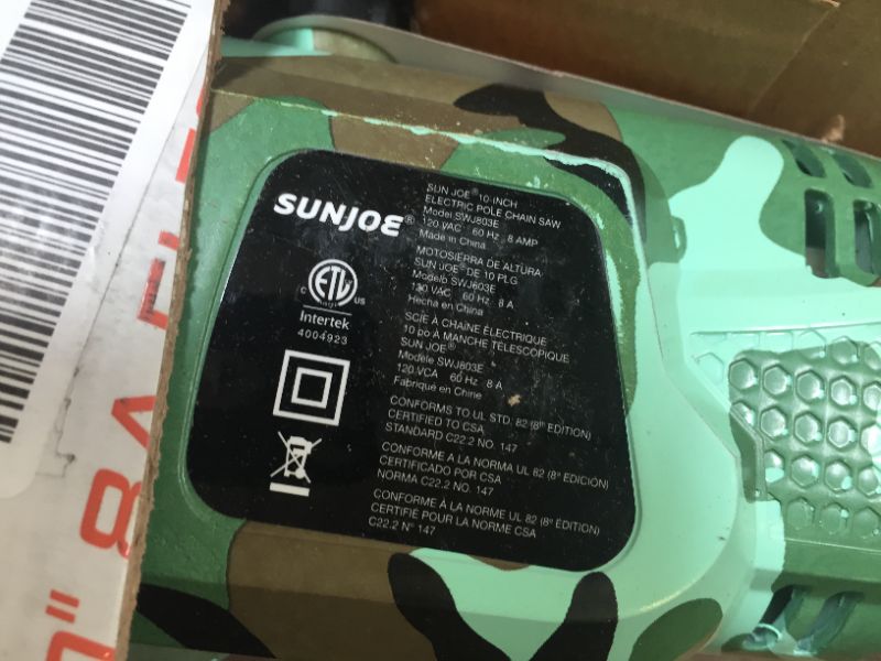Photo 1 of Sun Joe Swj803e-cmo 10 inch 8.0 Amp Electric Multi-Angle Pole Chain Saw, Camo