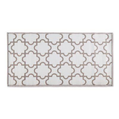 Photo 1 of DII Stone & White Lattice Outdoor Fabric Floor Runner 3x6 Ft