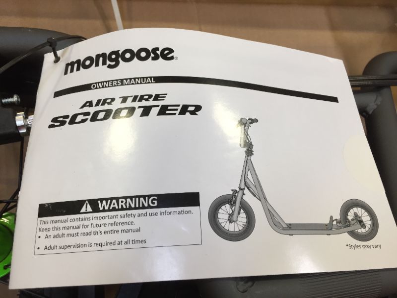 Photo 5 of Mongoose Expo Youth Scooter, Front and Rear Caliper Brakes, Rear Axle Pegs, 12-Inch Inflatable Wheels, Non Electric
Missing Hardware