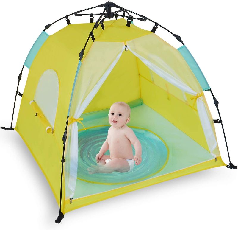 Photo 1 of Bend River Automatic Instant Baby Tent with Pool, UPF 50+ Beach Sun Shelter, Portable Mosquito Net/Travel Bed for Infant
